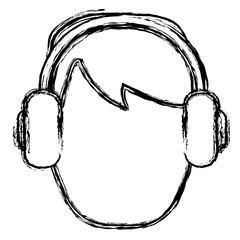 man  with headphones, avatar icon over white background. vector illustration