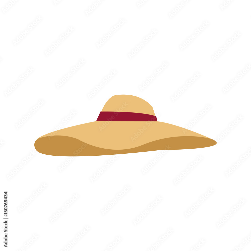 Sticker woman hat summer fashion protection sun vector illustration