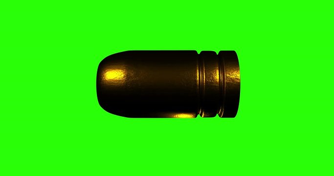 Green screen loopable 9mm bullet flying with matte included