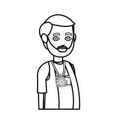 tourist man journey with baggage vector illustration