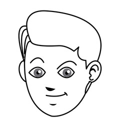 face boy young happy expression line vector illustration