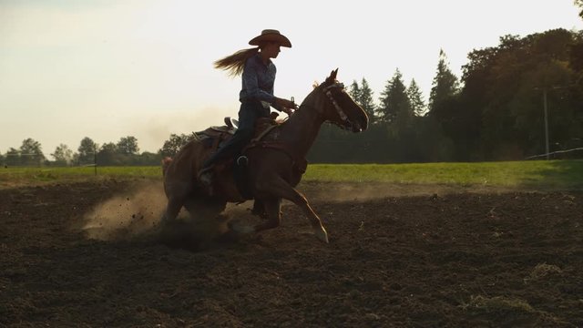 Woman horseback riding in super slow motion, shot on the Phantom Flex 