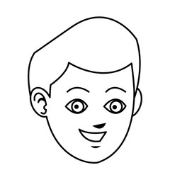 face boy young happy expression line vector illustration