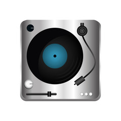 Fototapeta premium dj vinyl turntable icon over white background. vector illustration