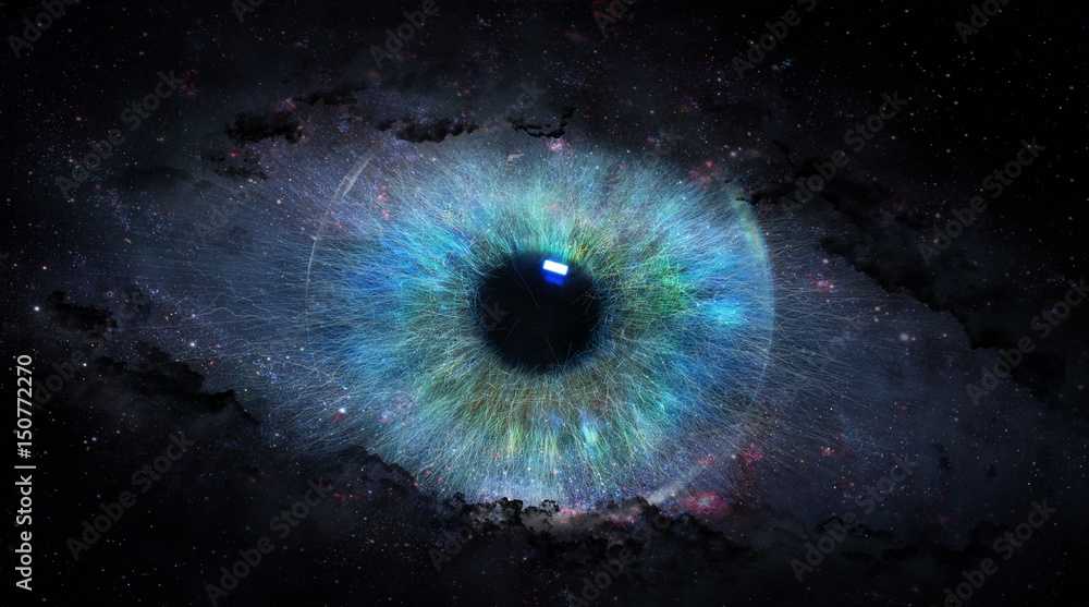 Wall mural open eye in space