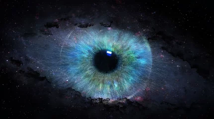 Abwaschbare Fototapete Universum offenes Auge im Raum