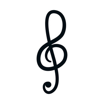 treble clef, musical note icon over white background. vector illustration
