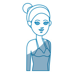 young woman with swinsuit vacation line vector illustration