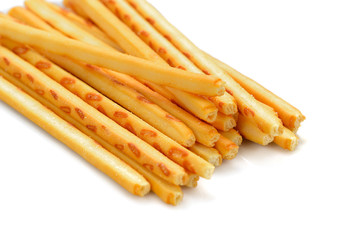 crispy straw on white background. Biscuit sticks