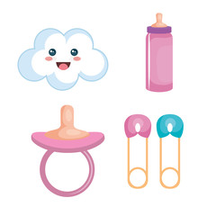 Baby-related objects set over white background. Vector illustration.