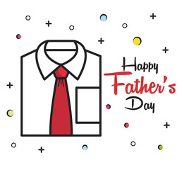 Happy father day card with formal shirt and red tie over white background. Vector illustration.