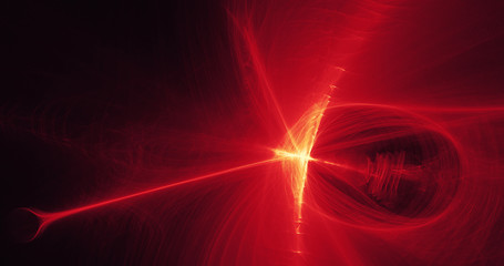 Red And Yellow Abstract Lines Curves Particles Background