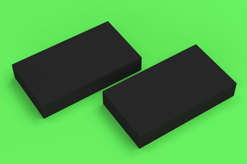 Black blank business cards mock-up on green background