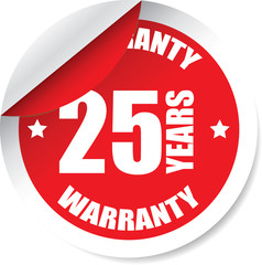 25 Year Warranty Colorful Label And Sticker. Guarantee, Promising To Repair Or Replace Product If Necessary Within A Specified Period Of Time.