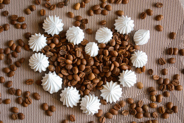 heart meringue and coffee bean