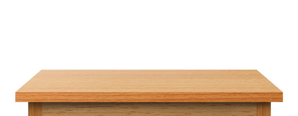 Wood Shelf Table isolated on white background, used for display or montage your products
