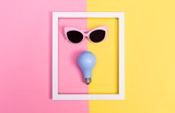Bright light theme with lightbulb and sunglasses