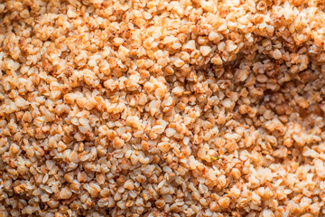 Close-up of buckwheat porridge