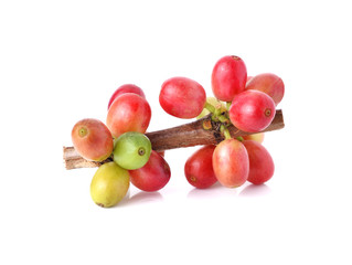 fresh coffee beans isolated on white background