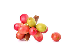 fresh coffee beans isolated on white background