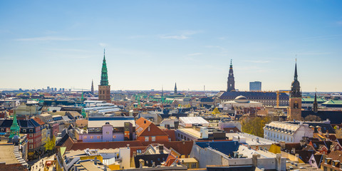 Panorama view of Copenhagen city in Denmark