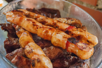grilled meat bowl closeup