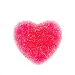 Heart candies coated with sugar, heart colorful sweet candies, sugar heart shaped candy isolated on white background
