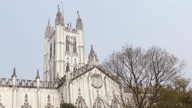 Panorama of St. Paul's Cathedral in Kolkata, India.