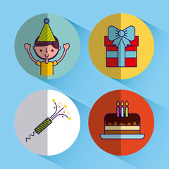 badges for party or celebration happy birthday related icons image vector illustration design 