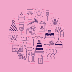 assorted party or celebration icons happy birthday related image vector illustration design 