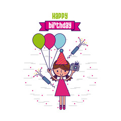 happy birthday related emblem or card image vector illustration design 