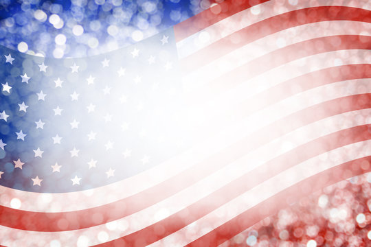Abstract background design of american flag and bokeh for 4 july independence day and other celebration
