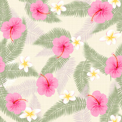 Fototapeta na wymiar Seamless pattern of tropical flowers