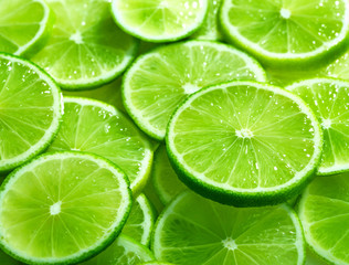 close up of lime slices background