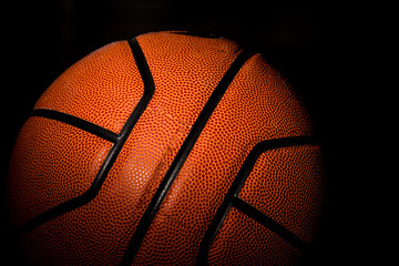 Basketball on black background