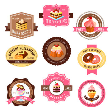 Vector icons set for pastry dessert cakes