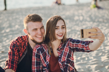 Fototapeta premium loving couple on a walk