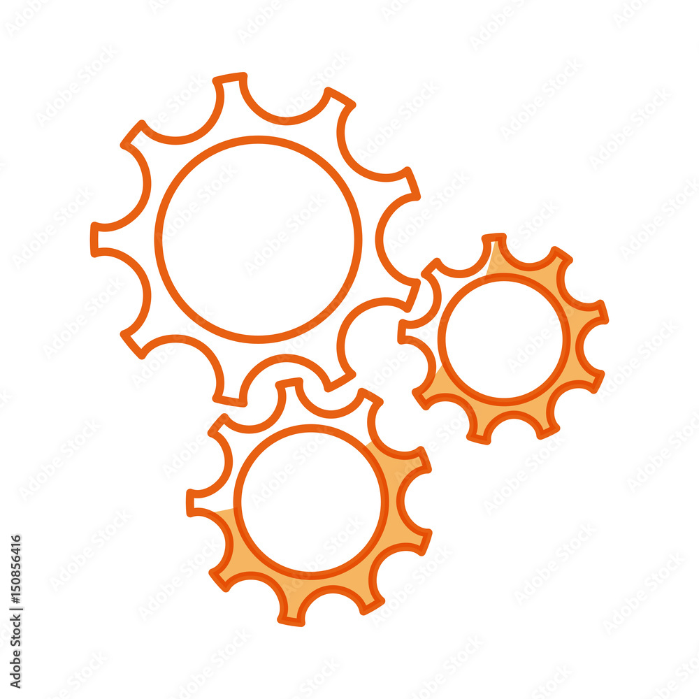 Wall mural gear teamwork wheel mechanism power vector illustration