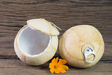 fresh coconut drink, coconut with pull ring