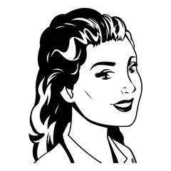 portrait woman pop art black and  vector illustration