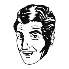 face man smiling expression pop art design vector illustration