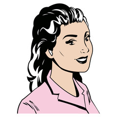 portrait woman pink tshirt pop art vector illustration