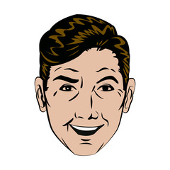 face man smiling expression pop art vector illustration