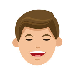 character man face smiling with close eyes vector illustration