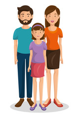 Couple of young parents with daughter vector illustration design