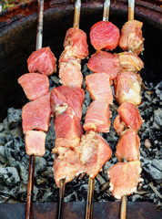 Pork shashlik on skewers