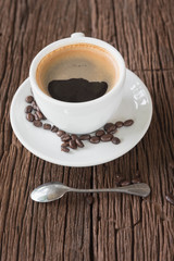 Coffee cup and beans