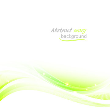 Abstract vector background with green wavy pattern and place for your text.