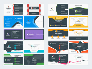 Double sided business card templates. Stationery design vector set. Vector illustration
