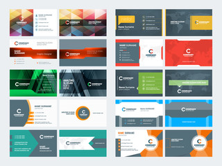 Double sided business card templates. Stationery design vector set. Vector illustration